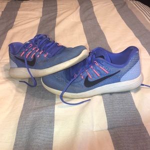 Blue and pink nike sneakers